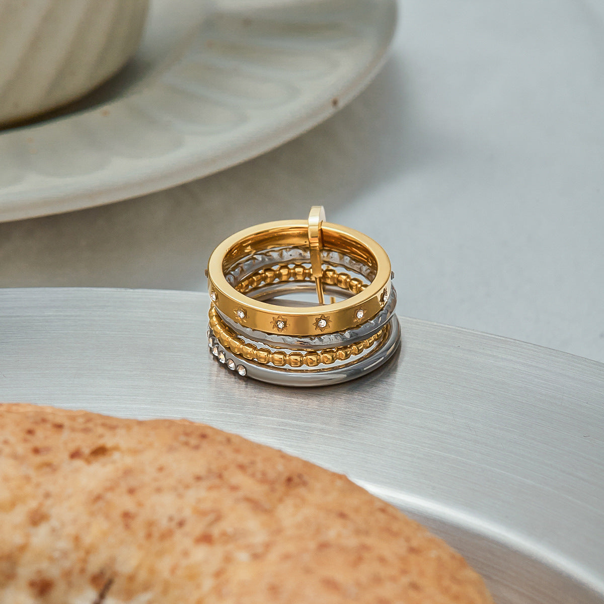 Multi-layer Stacking Rings Titanium Steel Non-fading Finger Rings Cross-border Hot-selling Jewelry High-end Stainless Steel rings
