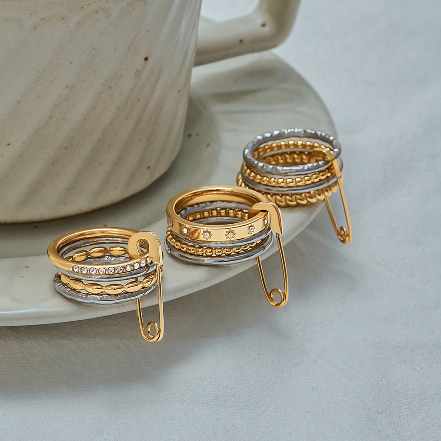 Multi-layer Stacking Rings Titanium Steel Non-fading Finger Rings Cross-border Hot-selling Jewelry High-end Stainless Steel rings