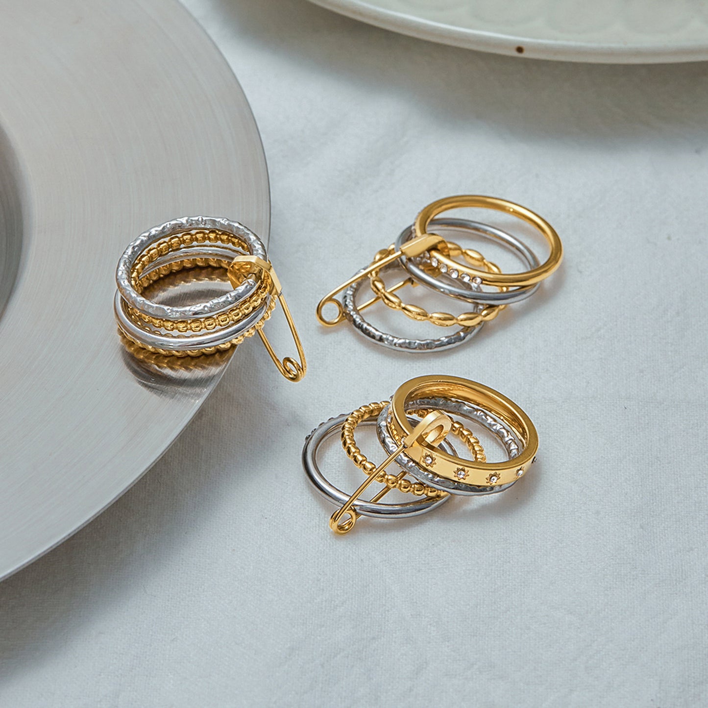 Multi-layer Stacking Rings Titanium Steel Non-fading Finger Rings Cross-border Hot-selling Jewelry High-end Stainless Steel rings