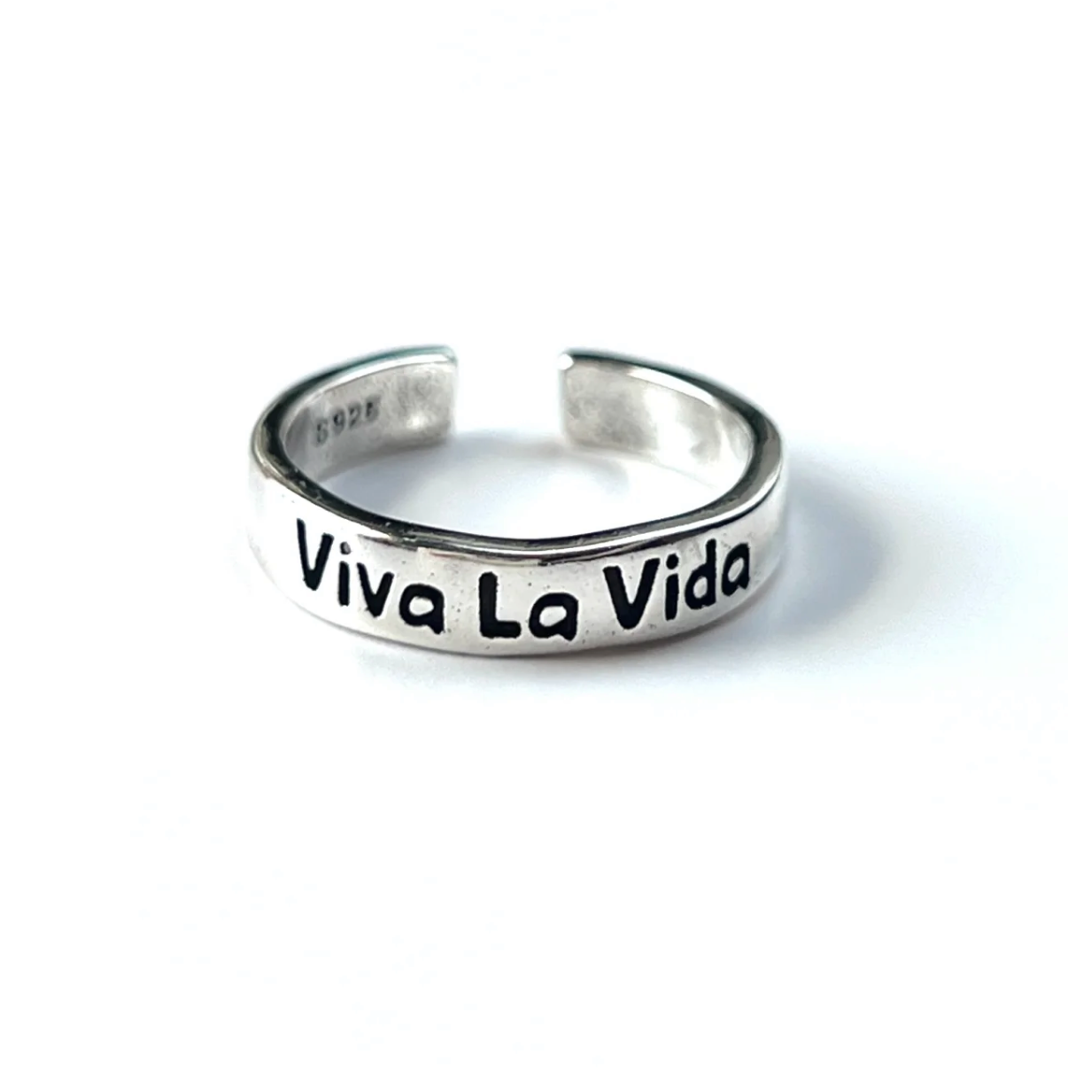 S925 Sterling Silver Adjustable Cuff Rings "Viva La Vida & La Liberté" Statement Jewelry for Women Men