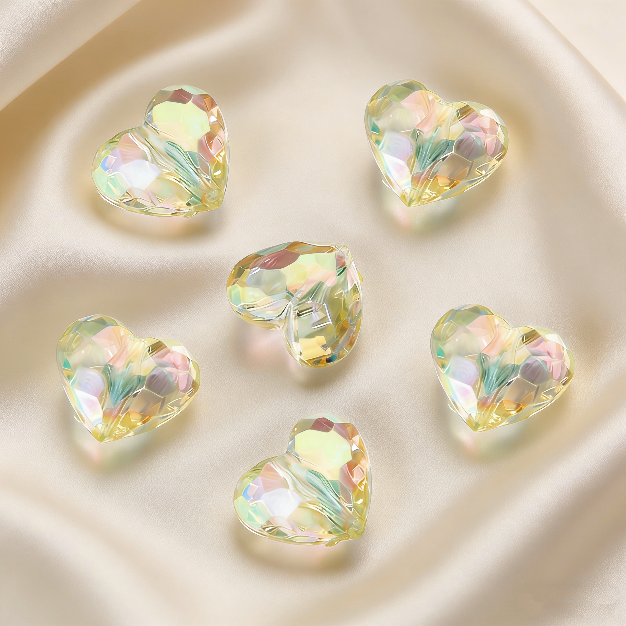 Acrylic Heart Shape Faced Beads (20pcs/Bag)