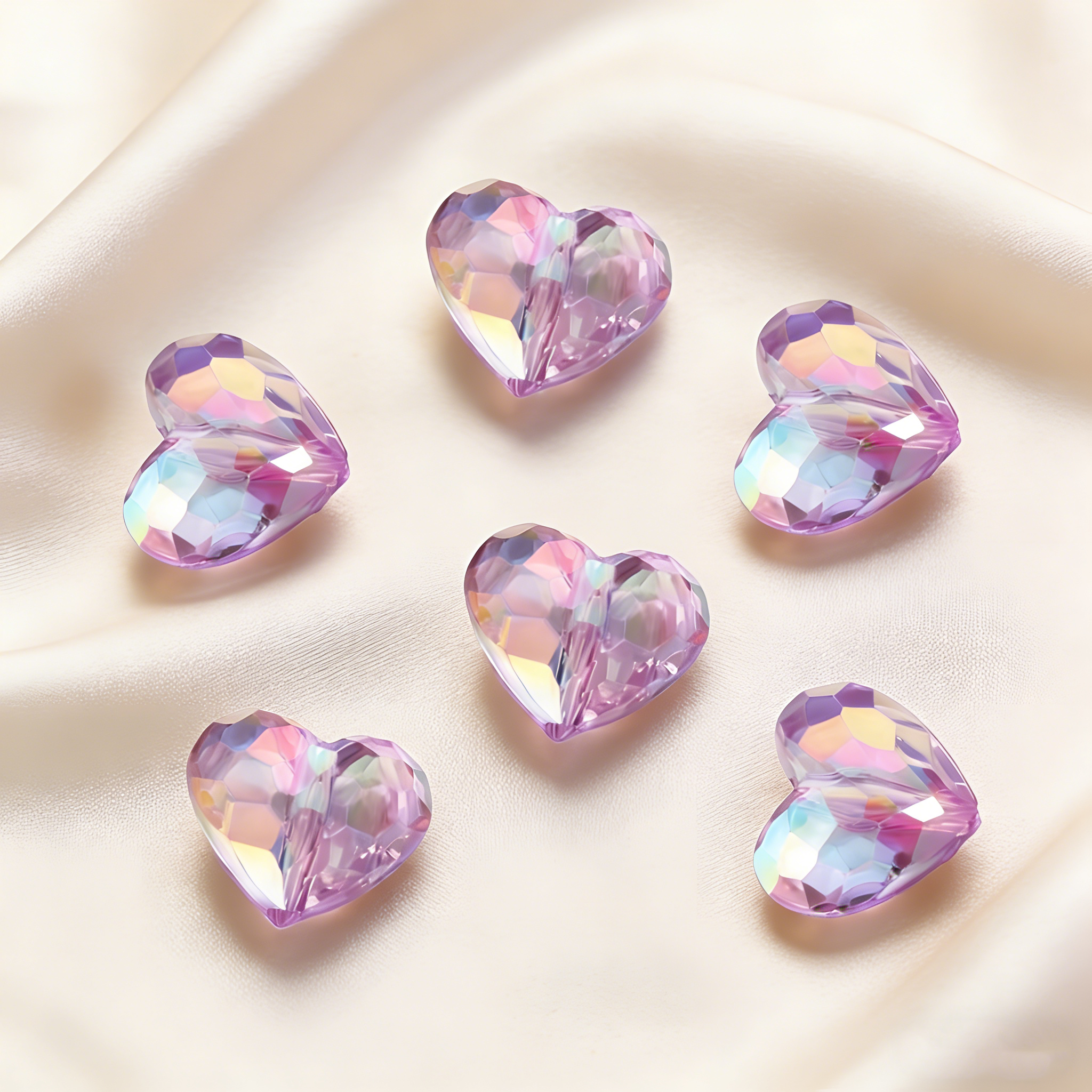Acrylic Heart Shape Faced Beads (20pcs/Bag)