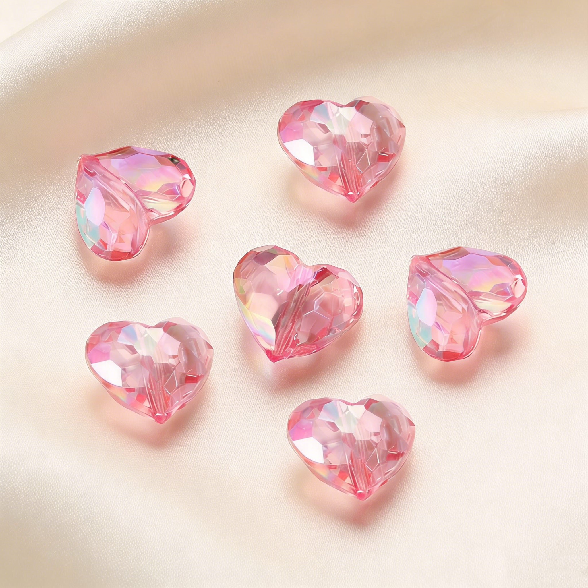 Acrylic Heart Shape Faced Beads (20pcs/Bag)