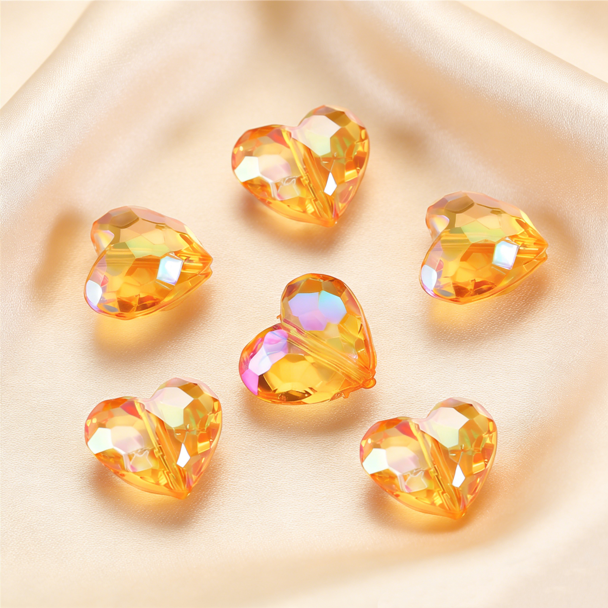 Acrylic Heart Shape Faced Beads (20pcs/Bag)