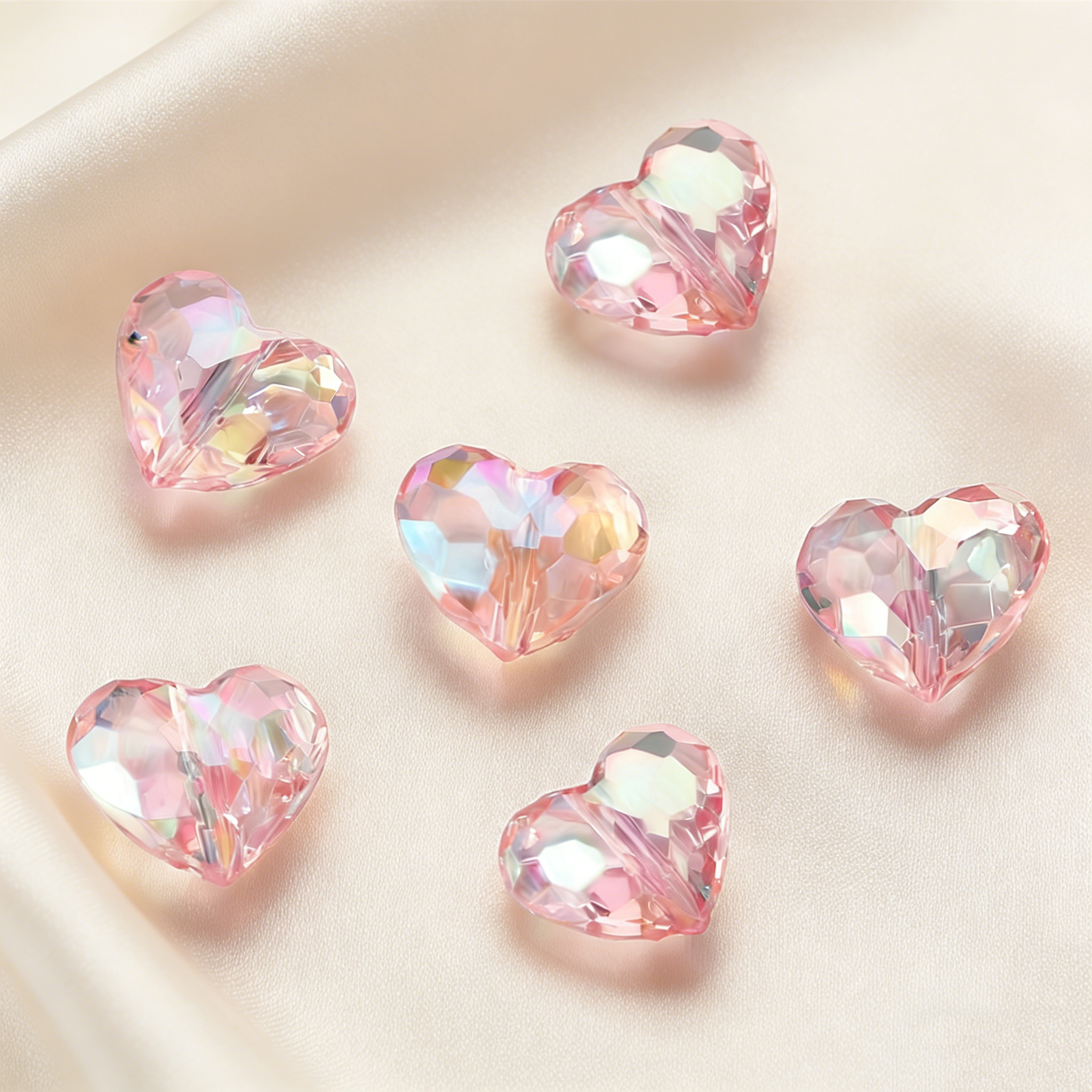 Acrylic Heart Shape Faced Beads (20pcs/Bag)