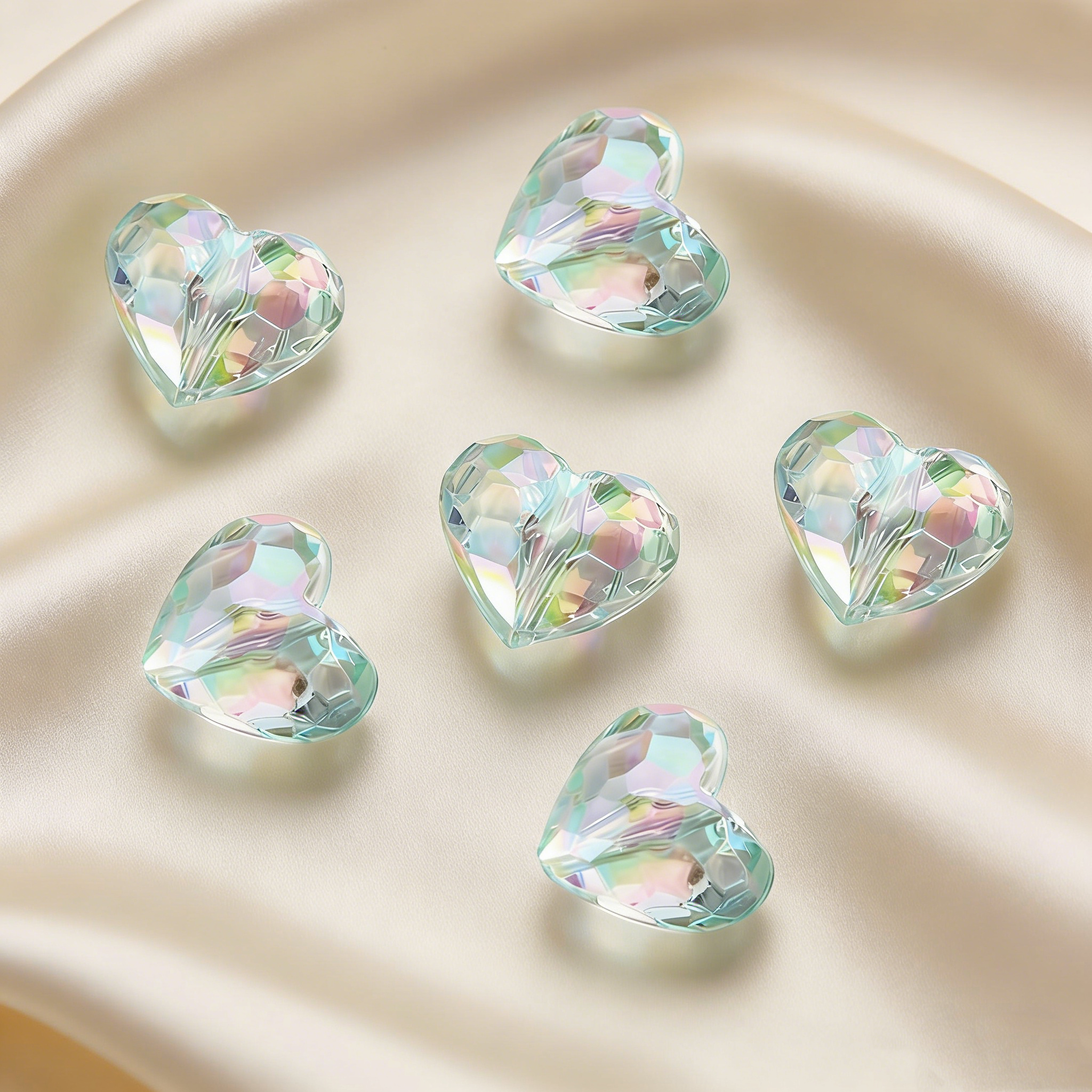 Acrylic Heart Shape Faced Beads (20pcs/Bag)