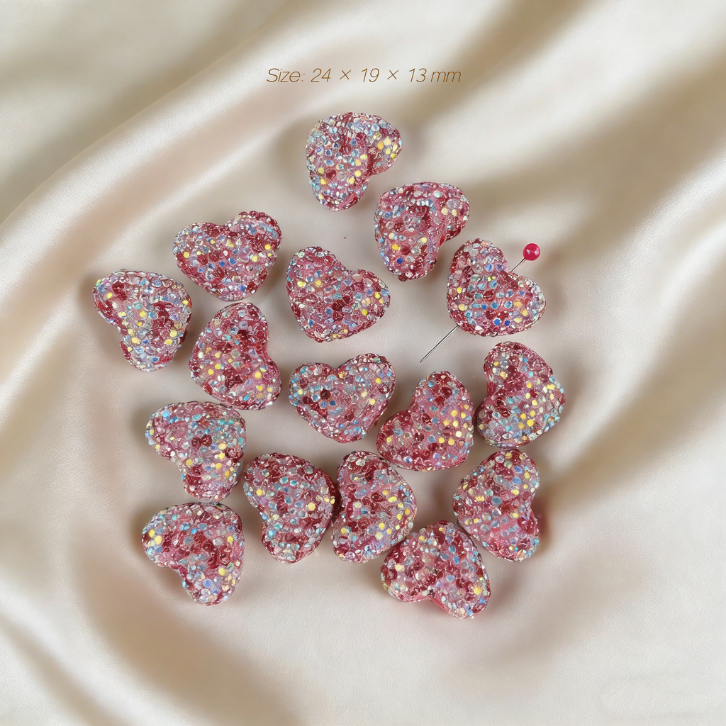 Rhinestone Heart (5pcs/Bag)