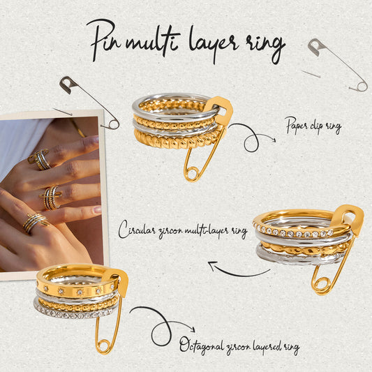 Multi-layer Stacking Rings Titanium Steel Non-fading Finger Rings Cross-border Hot-selling Jewelry High-end Stainless Steel rings